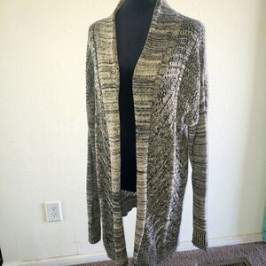 Leo & Nicole Size XL Womens Tan & black Open Front Cardigan Sweater.